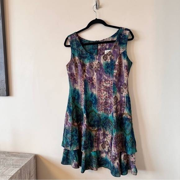 Vintage “Allegra” Floral Watercolour Tiered Dress - Picture 5 of 14